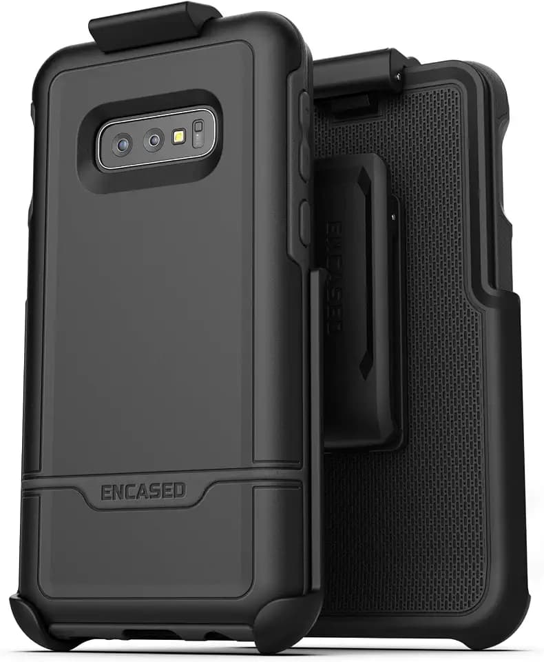 Galaxy S10e Belt Clip Protective Holster Case (2019 Rebel Armor) Heavy Duty Rugged Full Body Cover w/Holder (Black) (S10e)