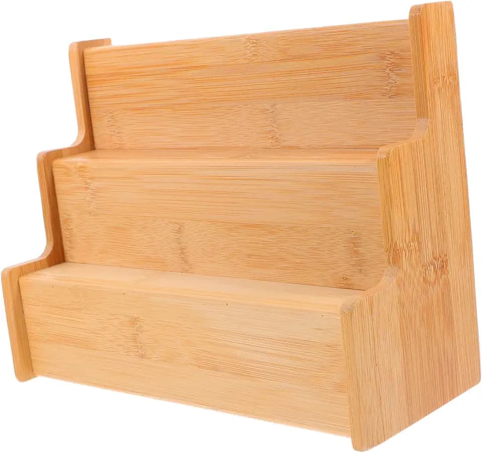 Expandable Three-tier Kitchen Spice Rack Organizer with Anti-slip Design Natural Shelf for Countertop Cabinet Storage Compact and Spacious Seasoning Display for Kitchen and