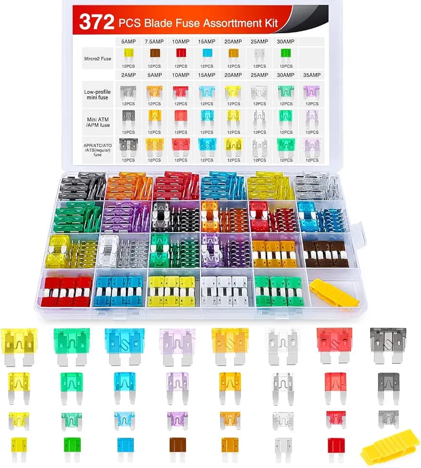 Nilight 372PCS Regular Micro2 Mini Low Profile Blade Fuse Assortment Kit | 4 Types 2A 5A 7.5A 10A 15A 20A 25A 30A 35A Standard Micro2 ATO ATC APS ATS APR Replacement for RV Boat Truck SUV Automotive