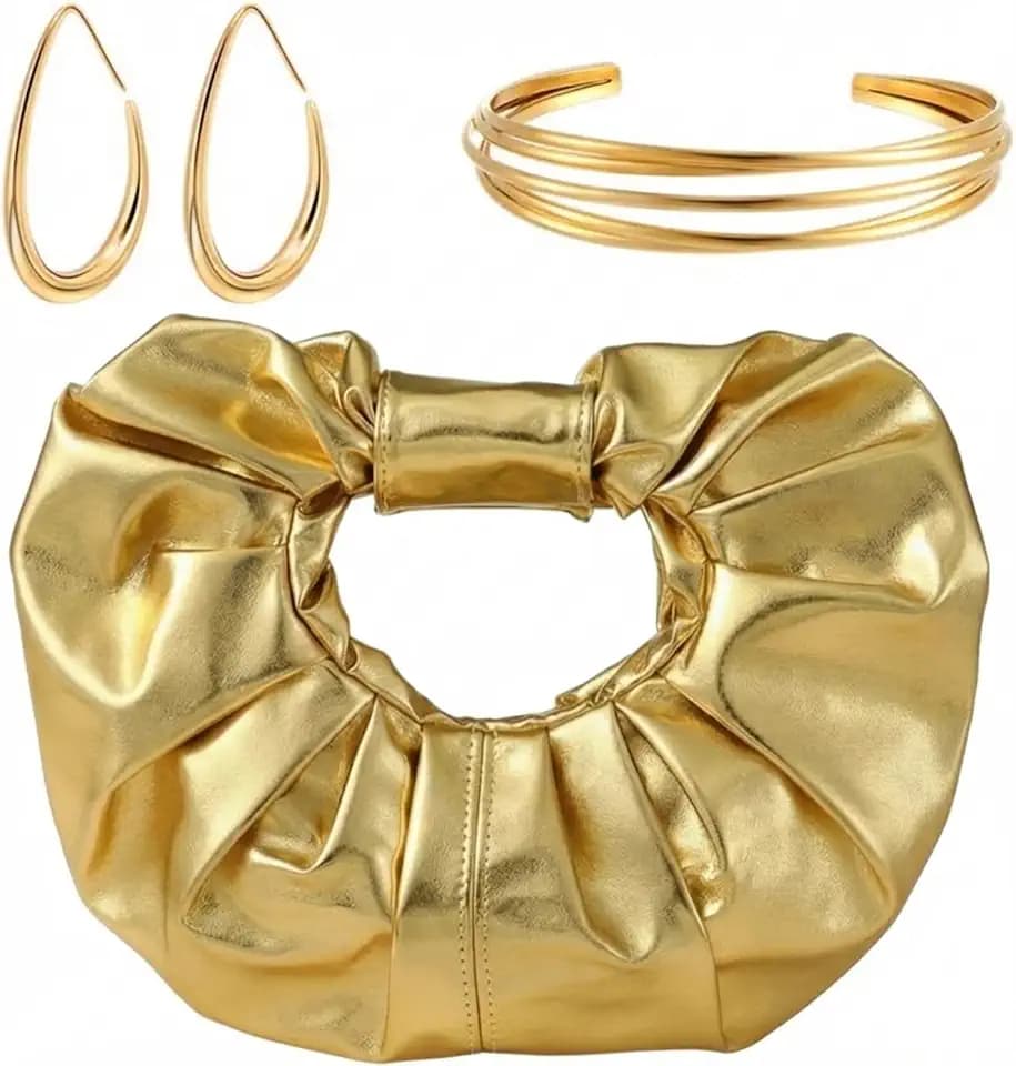 Landical 3 Pcs Gold Clutch Purse Jewelry Set for Women