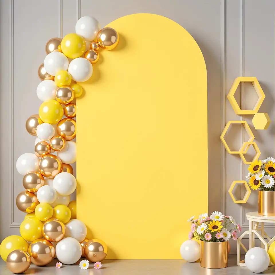 7.2 ft Arch Backdrop Cover Yellow - Double-Sided Spandex Arch Covers Stretchy Backdrop for Balloon Arches Birthday Party Baby Shower Banquet Wedding Photo Background