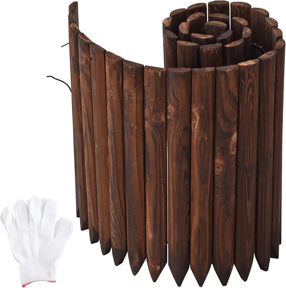Garden Border Edging Wood Fence Landscape Edging Border Wooden Landscape Edging Decorative Garden Edging Lawn Edging Fence Flexible Garden Edging-15.7" H x 47.2" L (3PACK, 12Ft Total Length)