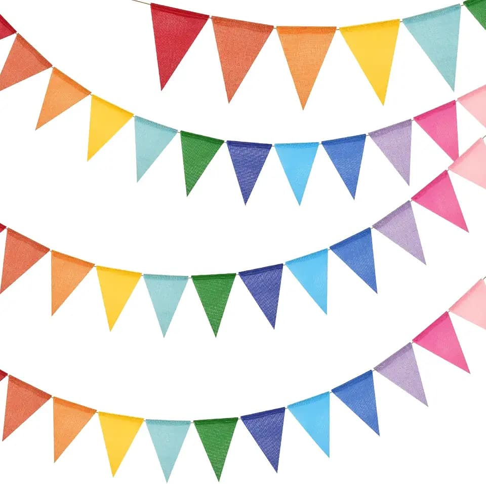 G2PLUS Pennant Banner Triangle Flag Bunting Garland Rainbow Flags 36PCS