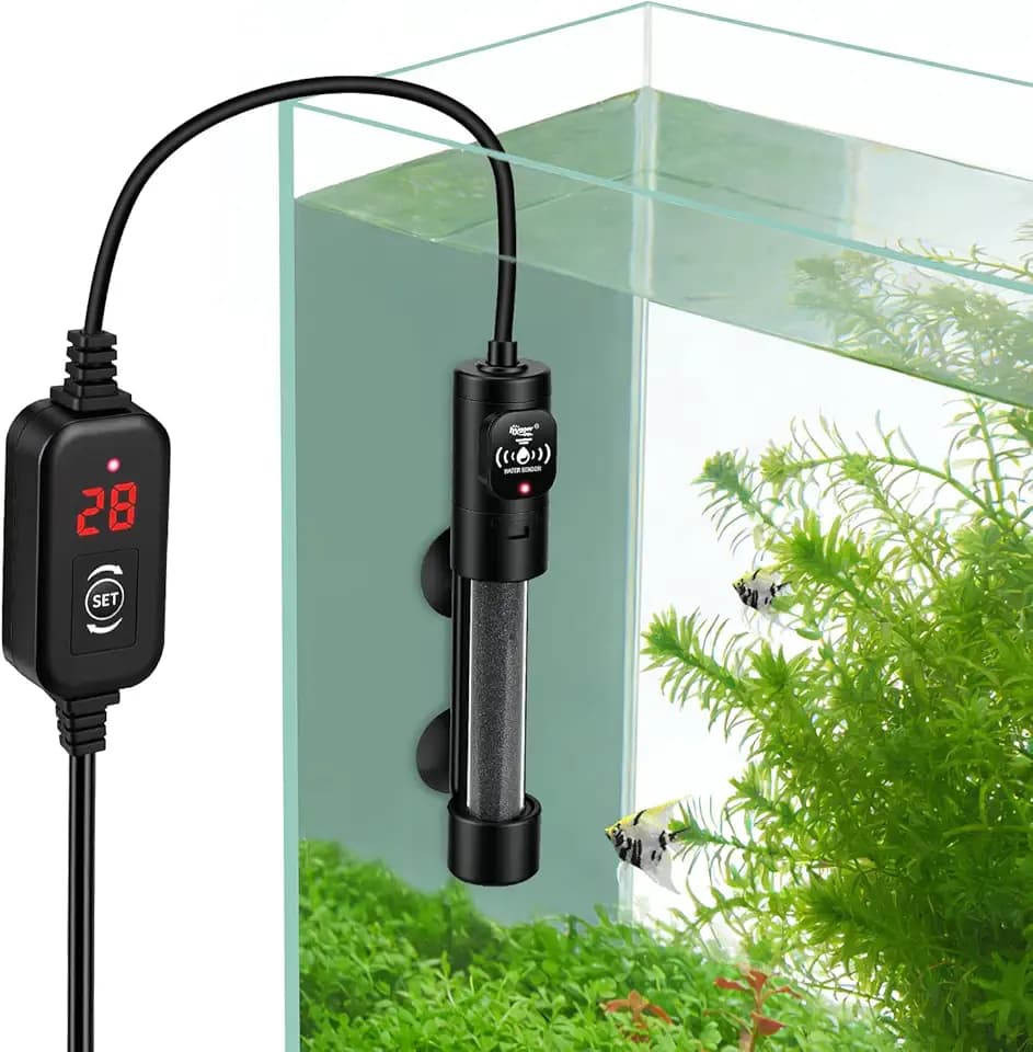 hygger Aquarium Heizer,100W Aquarium Heizung mit Temperatur Controller Digitalem Heizstab Einstellbar Tauchheizung für 38-75L Salzwasser und Süßwasser Fischtanks(15-34°C)