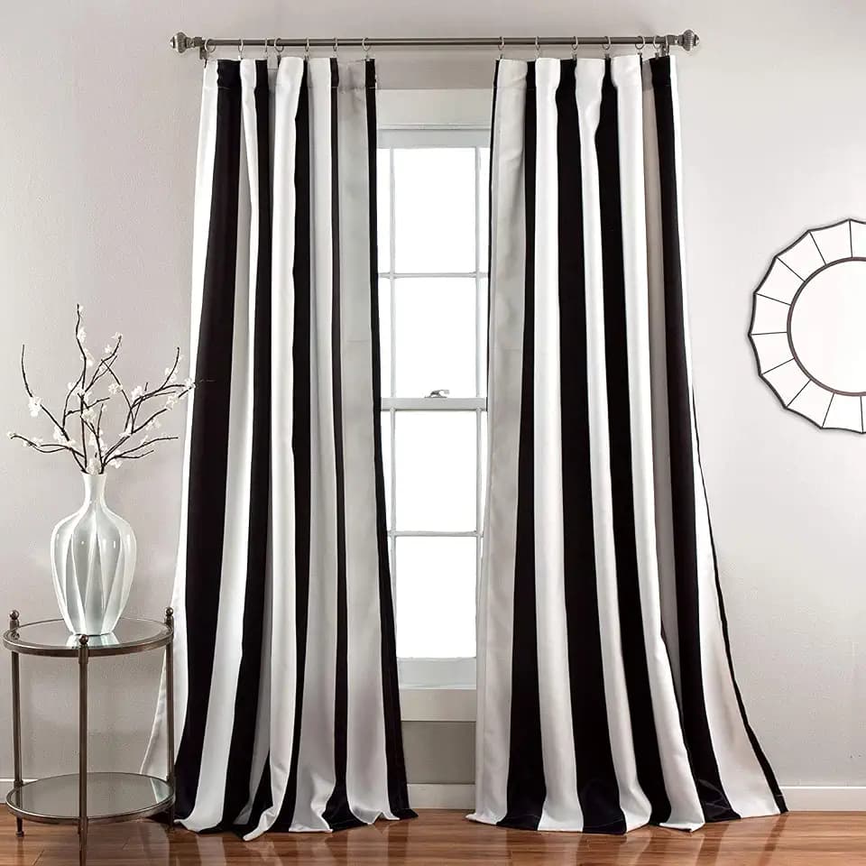 Lush Decor Wilbur C32978P15-000 Fenstervorhänge-Set, 213,4 cm, L-Paar, Schwarz