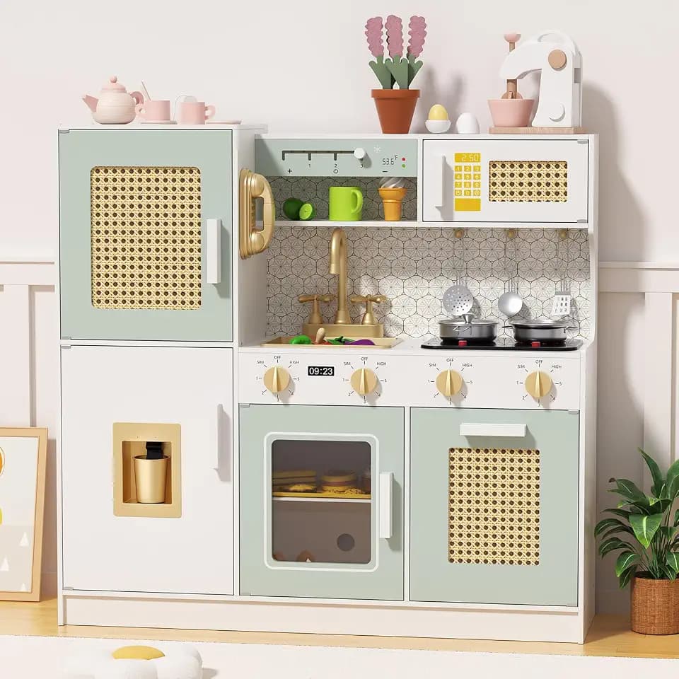 Babytronic Wooden Kids Play Kitchen, Pretend Toy Gift for Girls & Toddlers