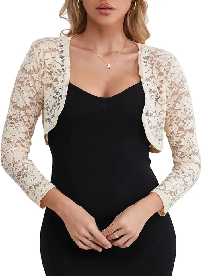 fuinloth Bolero Damen Festlich Spitze Elegant Hochzeit Kurz Abendkleid