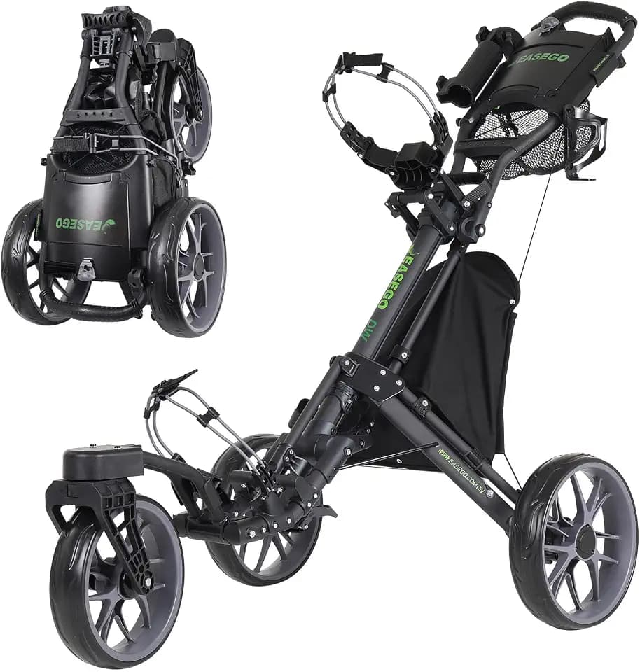 EASEGO Golf Push Cart 3 Wheel : 360° Swivel Front Wheels Golf Walking Carts