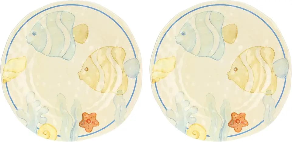 THUN, Set mit 2 flachen Tellern aus Melamin, Linie Mare da Amare, Geschenkidee für die Küche, Ø 27 cm