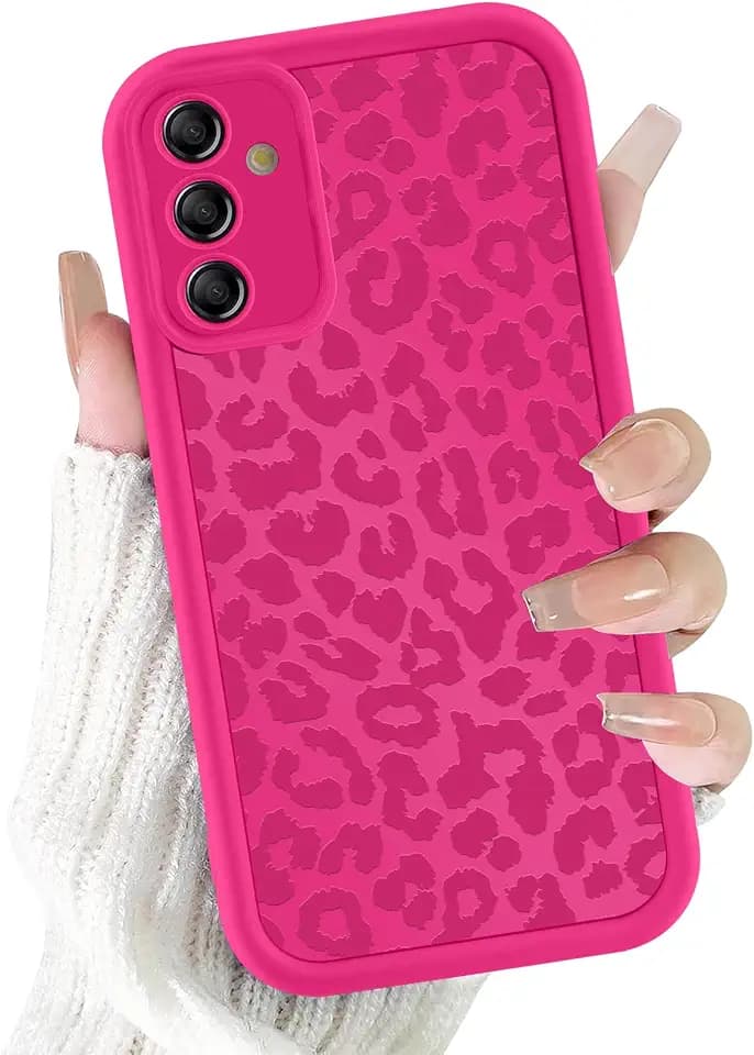 Cute Cheetah Print Phone Case for Samsung Galaxy A25 5G 6.5", Rose Red