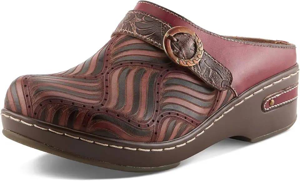 L`Artiste Sova Women's Clog with Hand-Painted Leather and All-Day Comfort