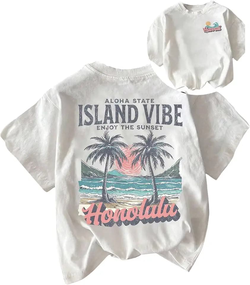 SOLY HUX Women's Tropical Graphic Tees Hawaiian Beach T Shirts