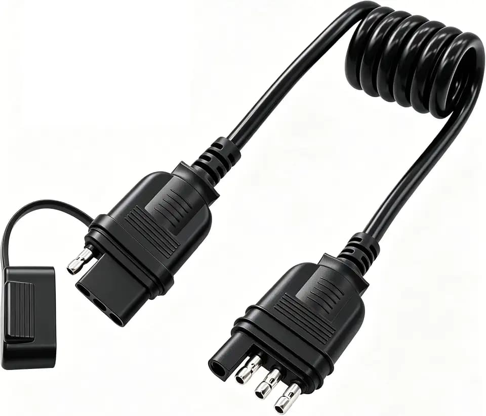 4 Way Flat Trailer Extension Coiled Cable, 4 Pin Trailer Wire Extension Harness Male and Female Stretchable Coiled with Dust Cover 36"/3 FT 18 Guage