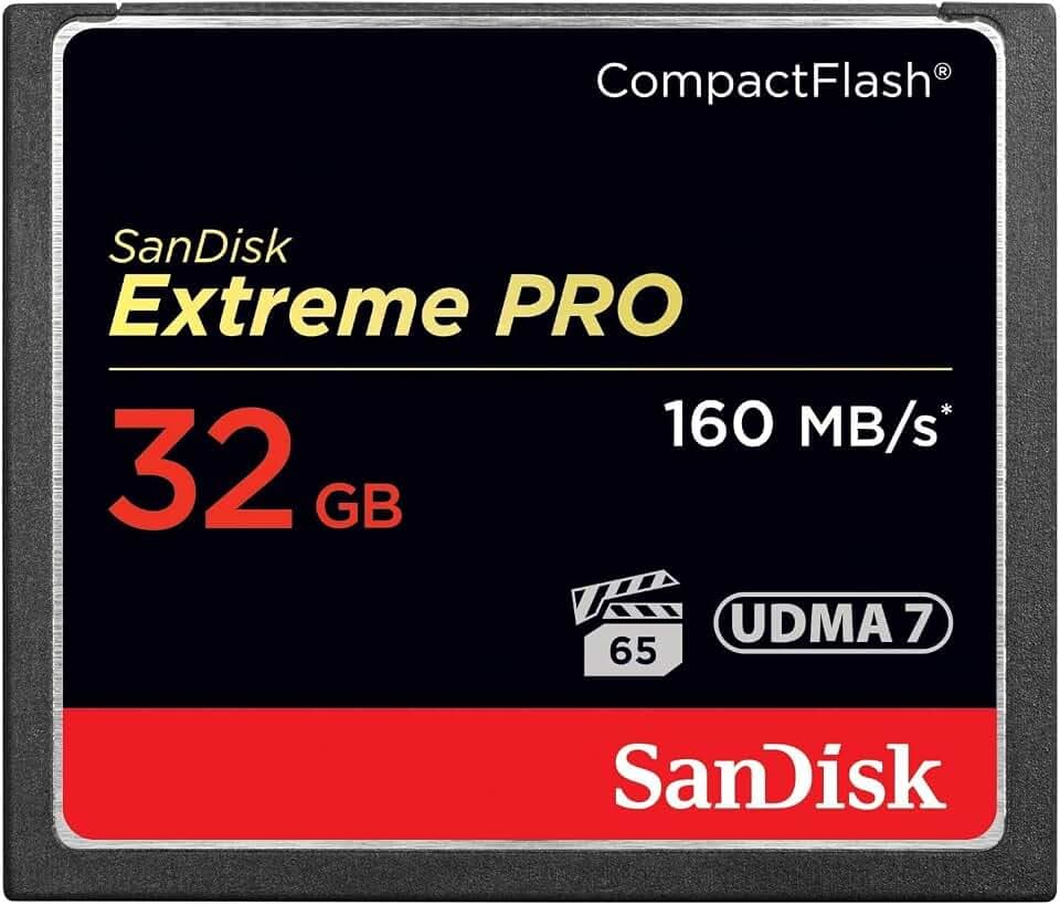 SanDisk Extreme Pro CompactFlash Speicherkarte 32GB (UDMA7, 4K-UHD- und Full-HD-Videos, VPG 65, temperaturbeständig, 160 MB/s Übertragung)