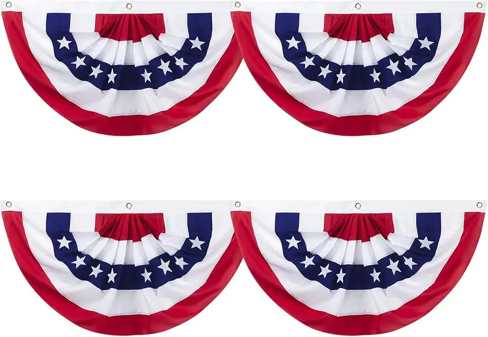 4PCS 2x4 Ft American Pleated Fan Flag, Patriotic Half Fan Bunting Flag