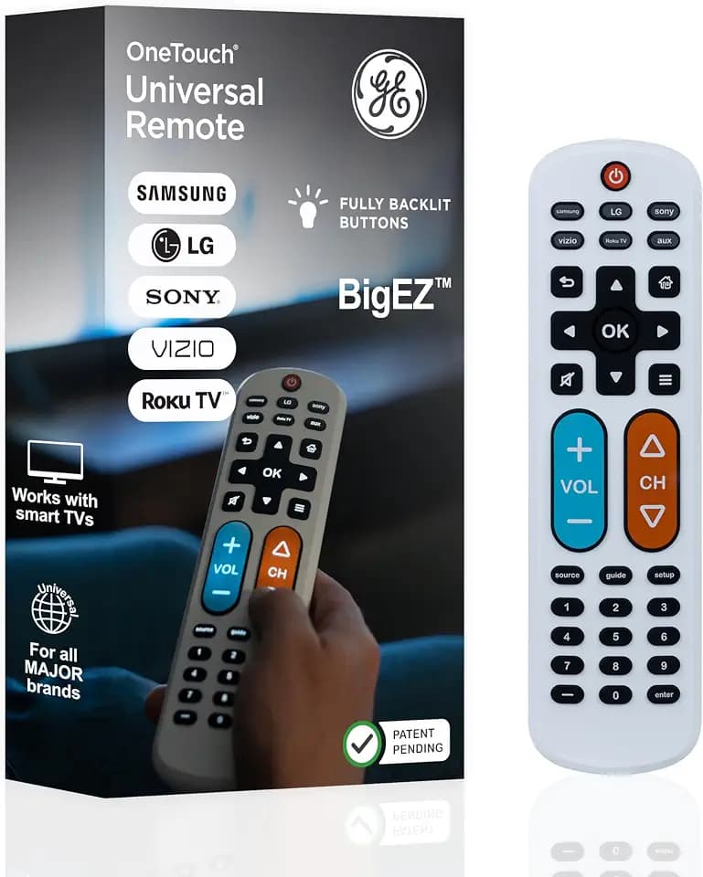 GE BigEZ OneTouch Big Button Universal TV Remote for Seniors, Easy to Use