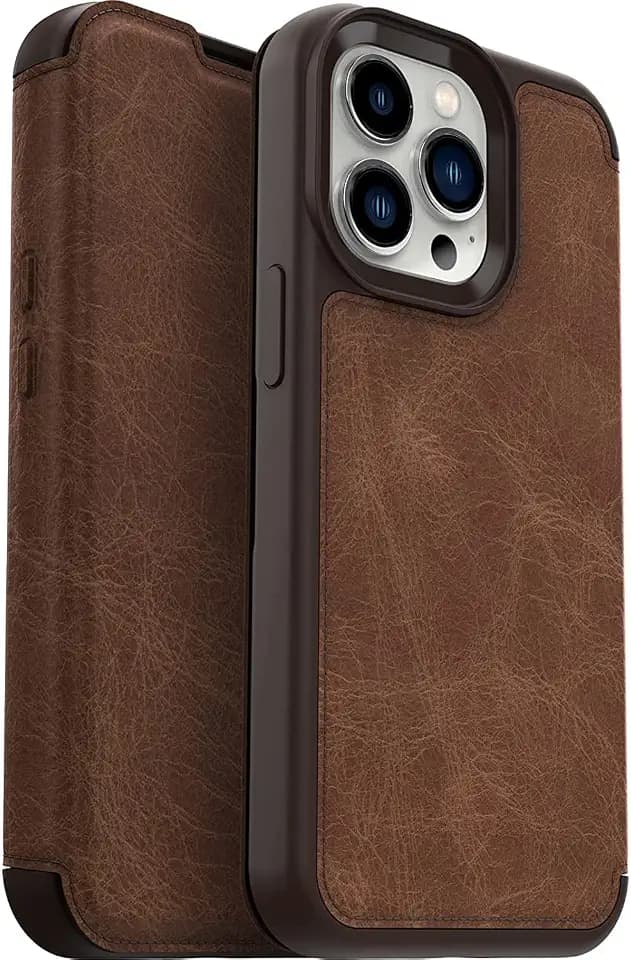 OtterBox Strada Case for iPhone 13 Pro, Shockproof, Drop Proof, Premium Leather Protective Folio with Two Card Holders, 3X Tested to Military Standard, Brown