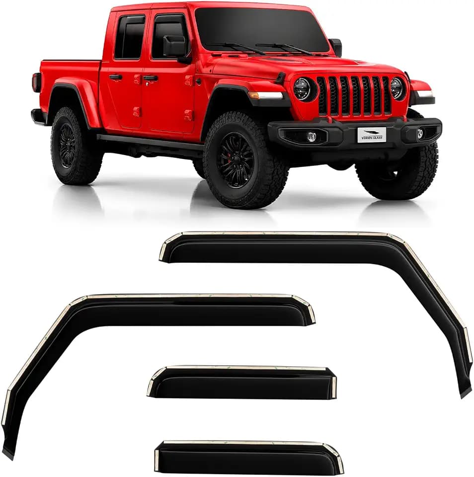 Voron Glass in-Channel Extra Durable Rain Guards for Jeep Gladiator 2020-2026, Window Deflectors, Vent Window Visors, 4 Pieces - 200292
