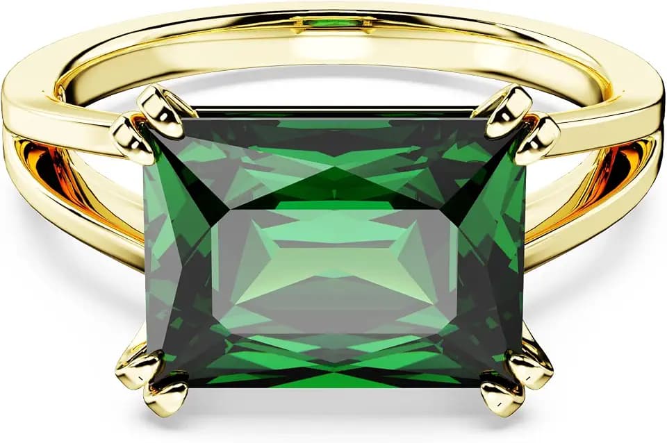 Swarovski Matrix Cocktailring, Rechteckschliff, Grün, Goldlegierungsschicht