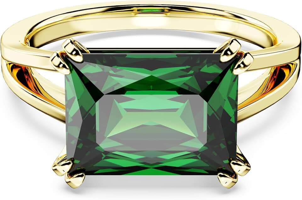Swarovski Matrix Cocktailring, Rechteckschliff, Grün, Goldlegierungsschicht