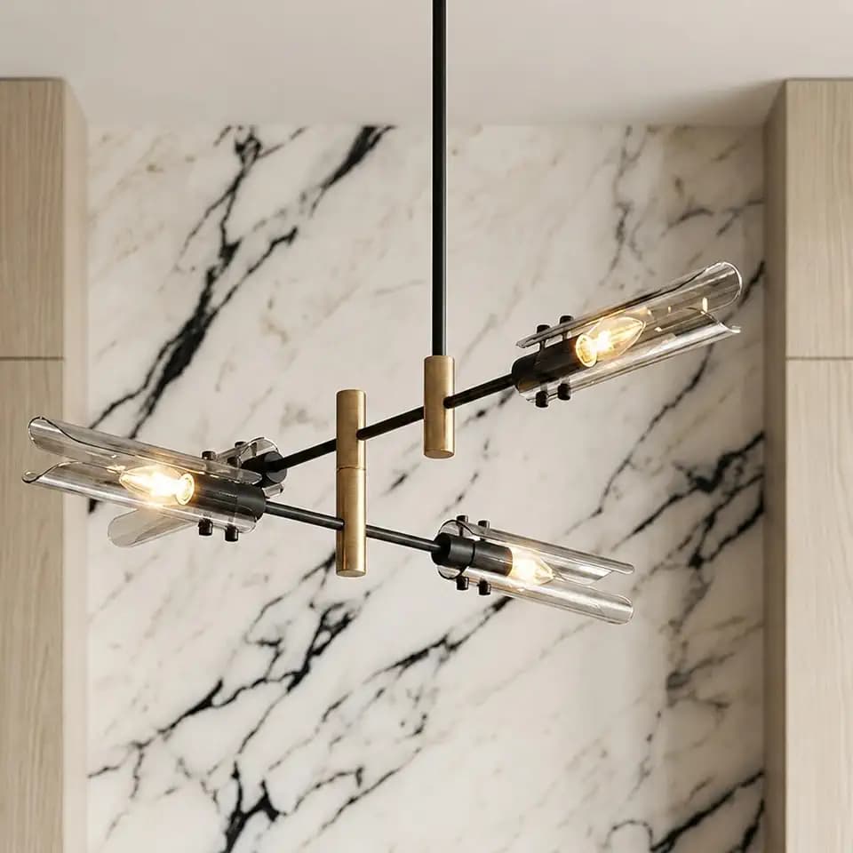 4 Lights Modern Sputnik Chandelier, Ceiling Light Fixture for Home