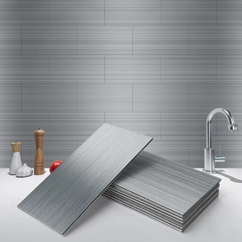 Art3d Peel and Stick Backsplash, Stainless Subway Tile, 3 x 6 in, 100-Pack