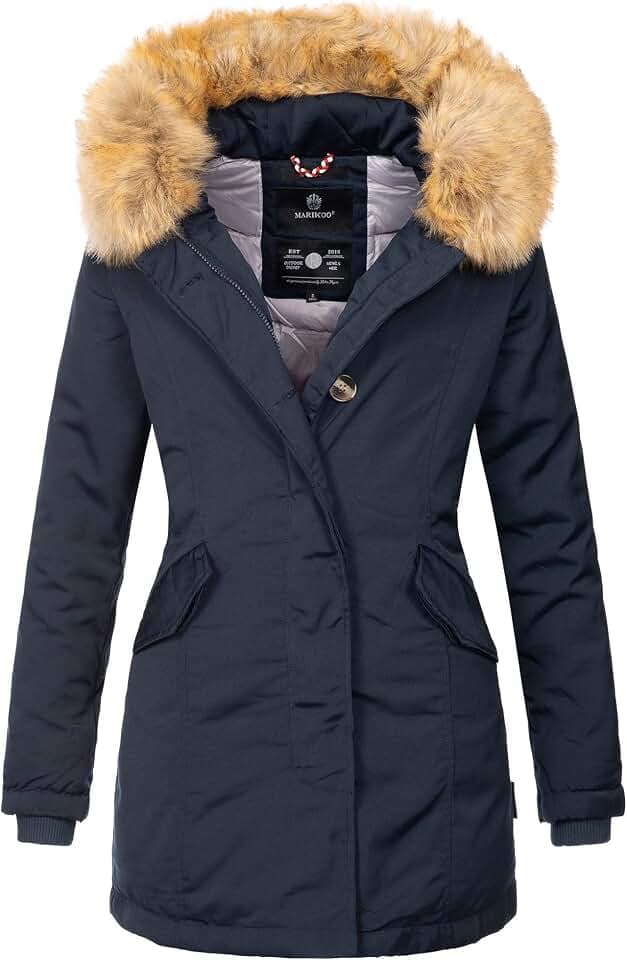 MARIKOO Damen Winter Jacke Parka Mantel Winterjacke warm gefüttert B362