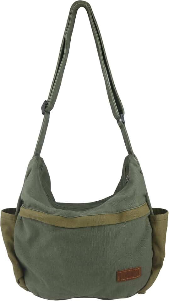 Large Canvas Messenger Bag with Multiple Pockets for Men and Women, Crossbody Shoulder Tote Hobo Laptop Bag