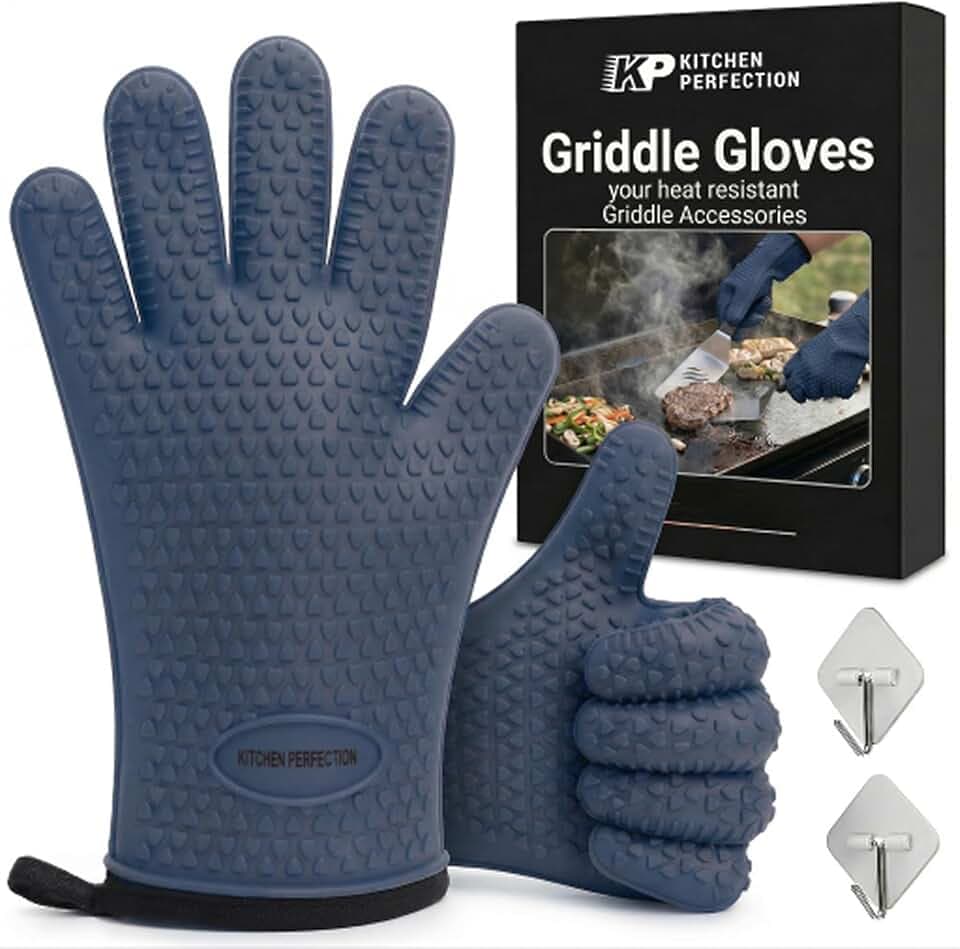 KITCHEN PERFECTION XL Silicone Griddle Gloves - Heat Resistant Oven Mitts