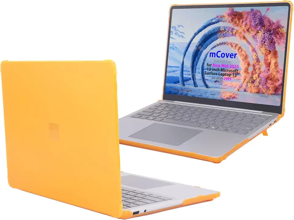 mCover case ONLY Compatible for 2025+ 13" Microsoft Surface Laptop 13 Windows PC (Model# 2095) with Snapdragon CPU & Copilot+ (NOT Fitting Other Surface Laptop) - Orange