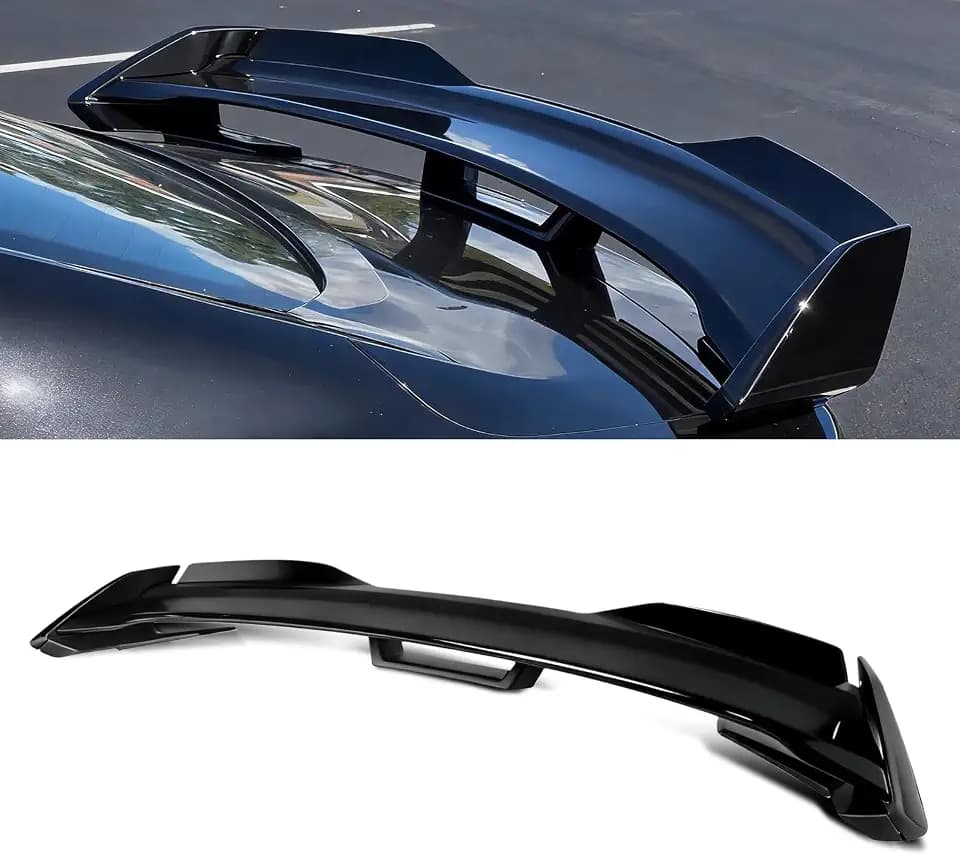 for Mustang Rear Wickerbill Spoiler Set Compatible with 2024 2025 Ford Mustang EcoBoost GT Dark Horse Style Rear Trunk Spoiler Wing Wicker Bill （Gloss Black）