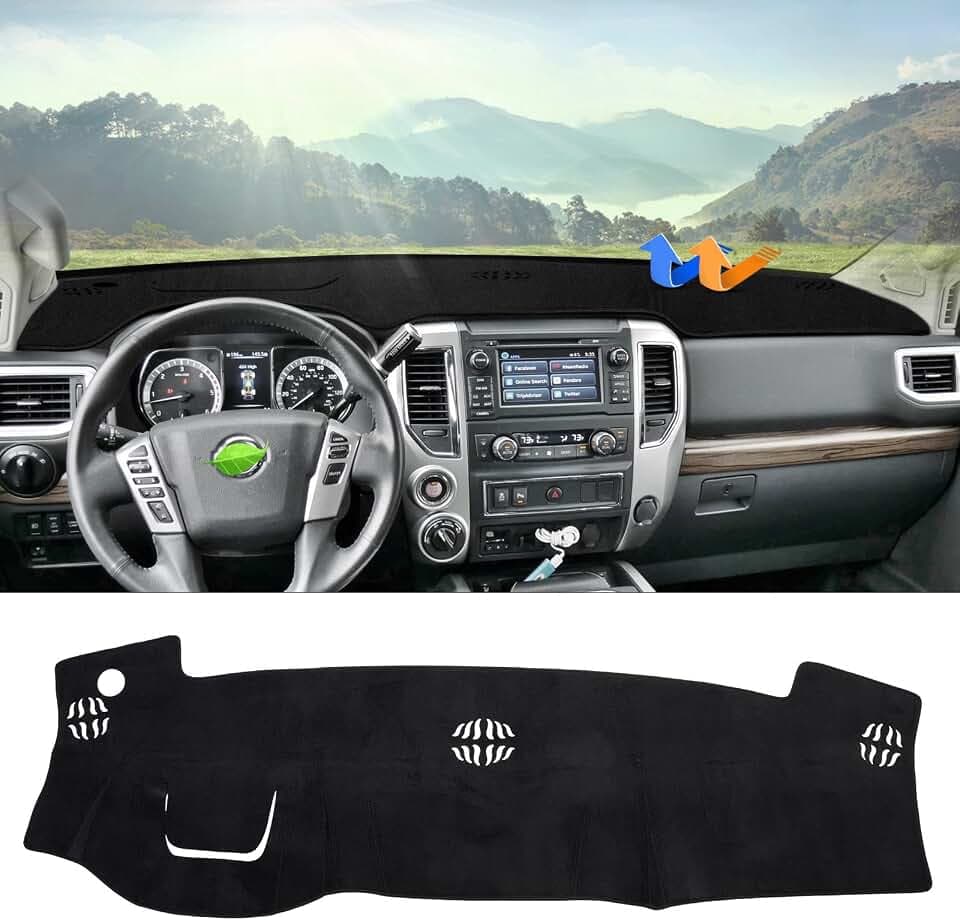 Autorder Dashboard Cover Mat for 2016-2024 Nissan Titan Accessories Dash Cover Flannel Dash Mat Sunshade Glare UV Rays Protector