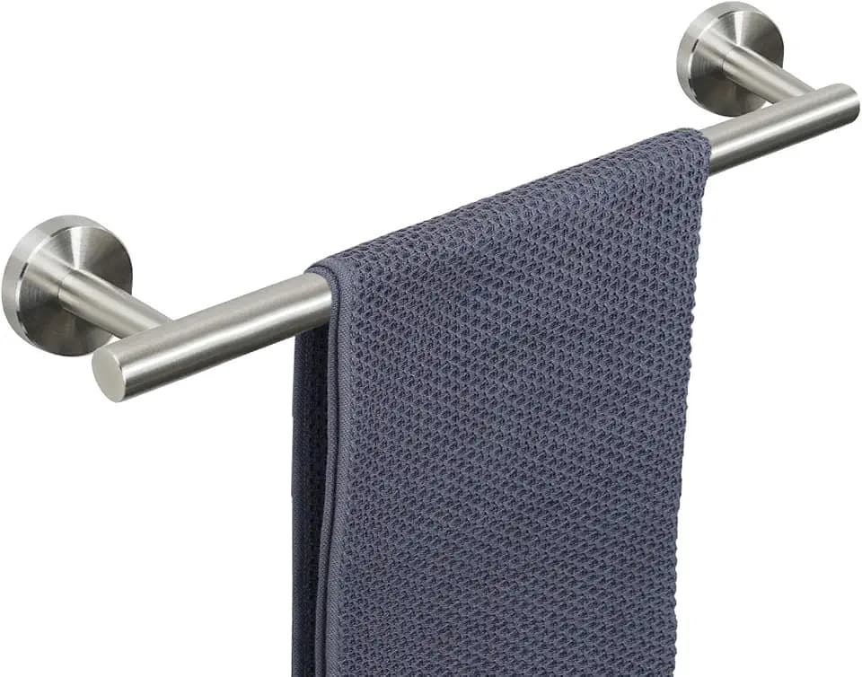 NearMoon Bath Towel Bar, Thicken Stainless Steel Shower Towel Rack Holder Wall Mounted for Bathroom, 20-lnch Overall Length-17-lnch Usable Hanging Space (2 Pack, Brushed Nickel)