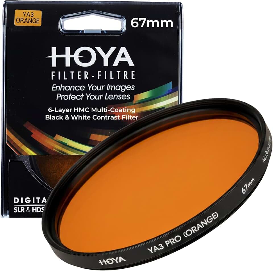 HOYA 67mm YA3 Orange Filter for B&W Film Photography, Enhances Sky & Foliage - Increases Tonal Contrast - Excellent for Nature and Street Photography, Multi-Coated Camera Lens Filter