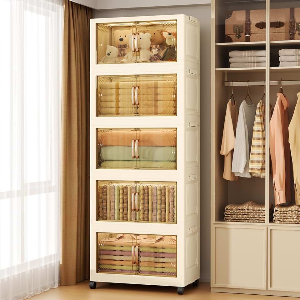 102QT 5-Tier Storage Bins with Lids for Home, Closet, Dorm