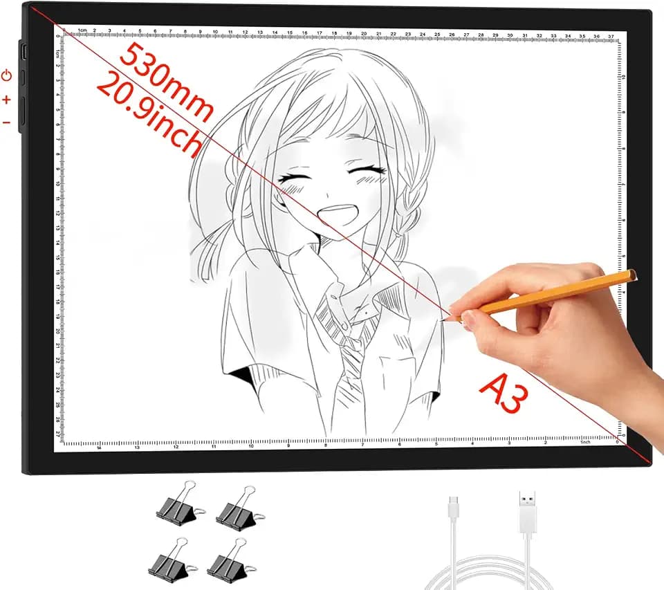 Leuchttisch A3, 42×32CM Große Light Pad. Seitliche Tasten, 9 Stufige Dimmung Lichtplatten für Diamantmalerei Leuchttisch