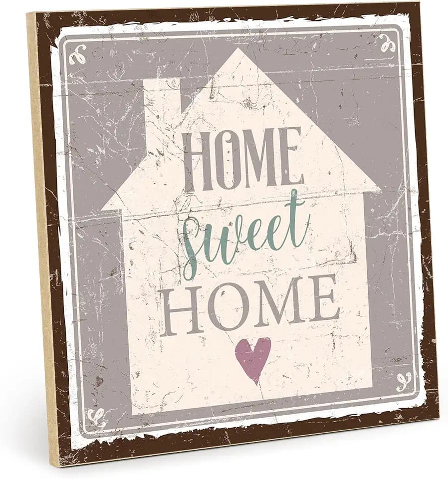 TypeStoff Holzschild mit Spruch – HOME SWEET HOME – im Vintage-Look mit Zitat als Geschenk und Dekoration - HS-00526