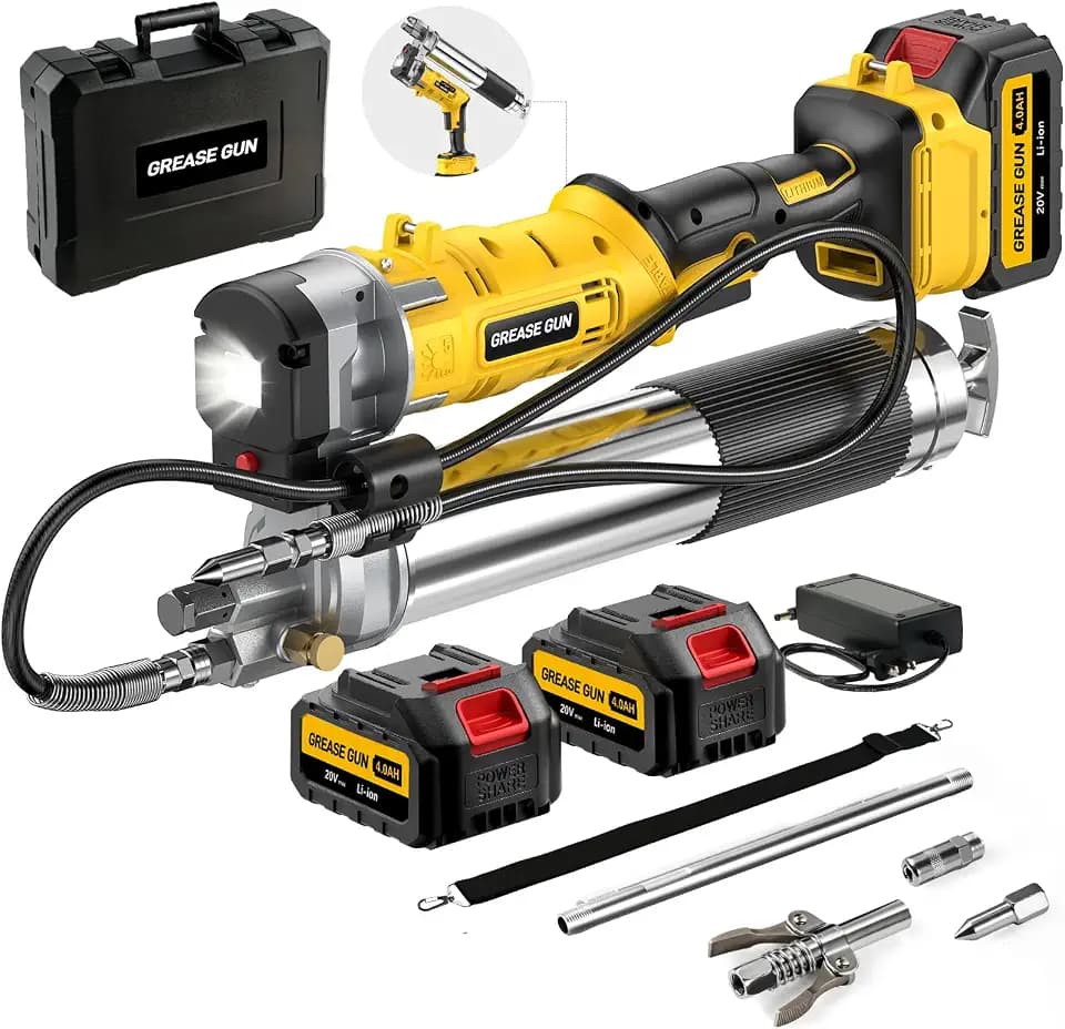 12000 PSI Electric Grease Gun, 2-in-1 Design, 2x4.0Ah Batteries