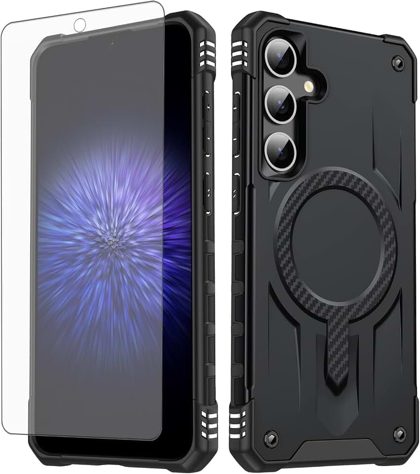 Phone Case for Samsung Galaxy A54 5G/A74/A93 Magsafe Tempered Glass Screen Protector Cell Cover Rugged Shockproof Heavy Duty Magnetic Protective A545G A 54 54A 4G G5 SM A546U Women Black