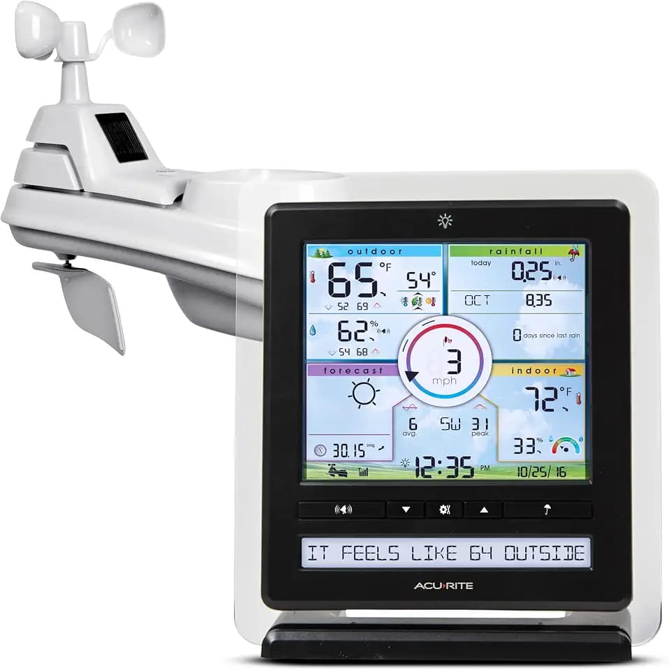 AcuRite Iris (5-in-1) Wireless Indoor/Outdoor Weather Station with Remote Monitoring Alerts for Weather Conditions (01536M)