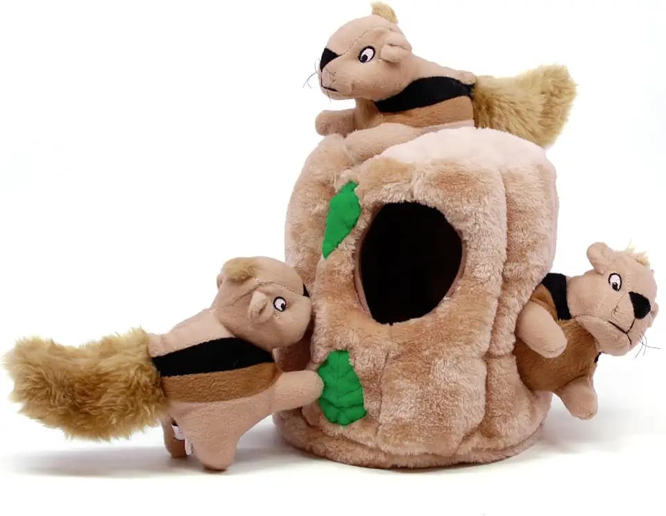 Outward Hound Hide-A-Squirrel Plush Squeaky Dog Toy, Large, 10.5" x 7.5"