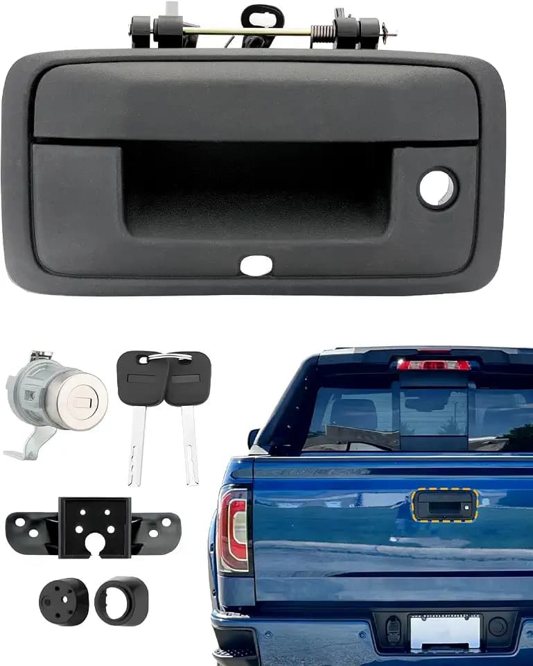 Metal Tailgate Handle w/ Lock Cylinder & Key, for 2016-2019 Chevy Silverado