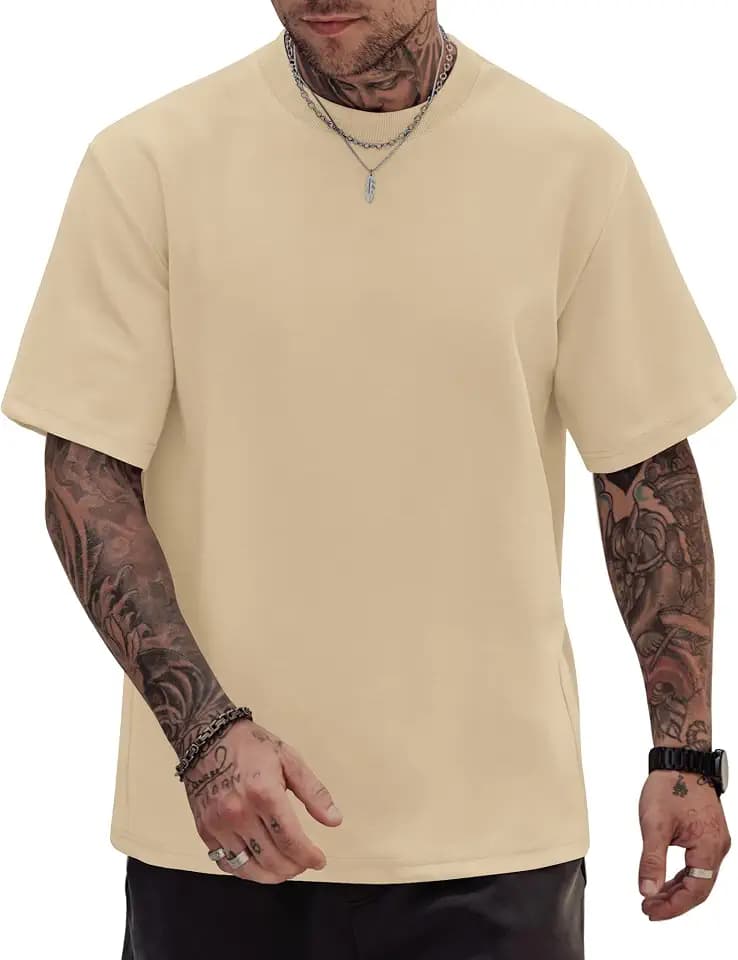 Herberton Mens Oversized T-Shirts Heavyweight Stretch Thick Cotton Tee
