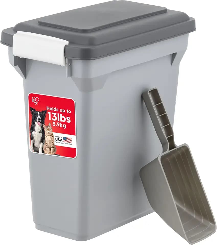 IRIS USA Dog Food Storage Container, Up to 13 lbs, Gray/Dark Gray