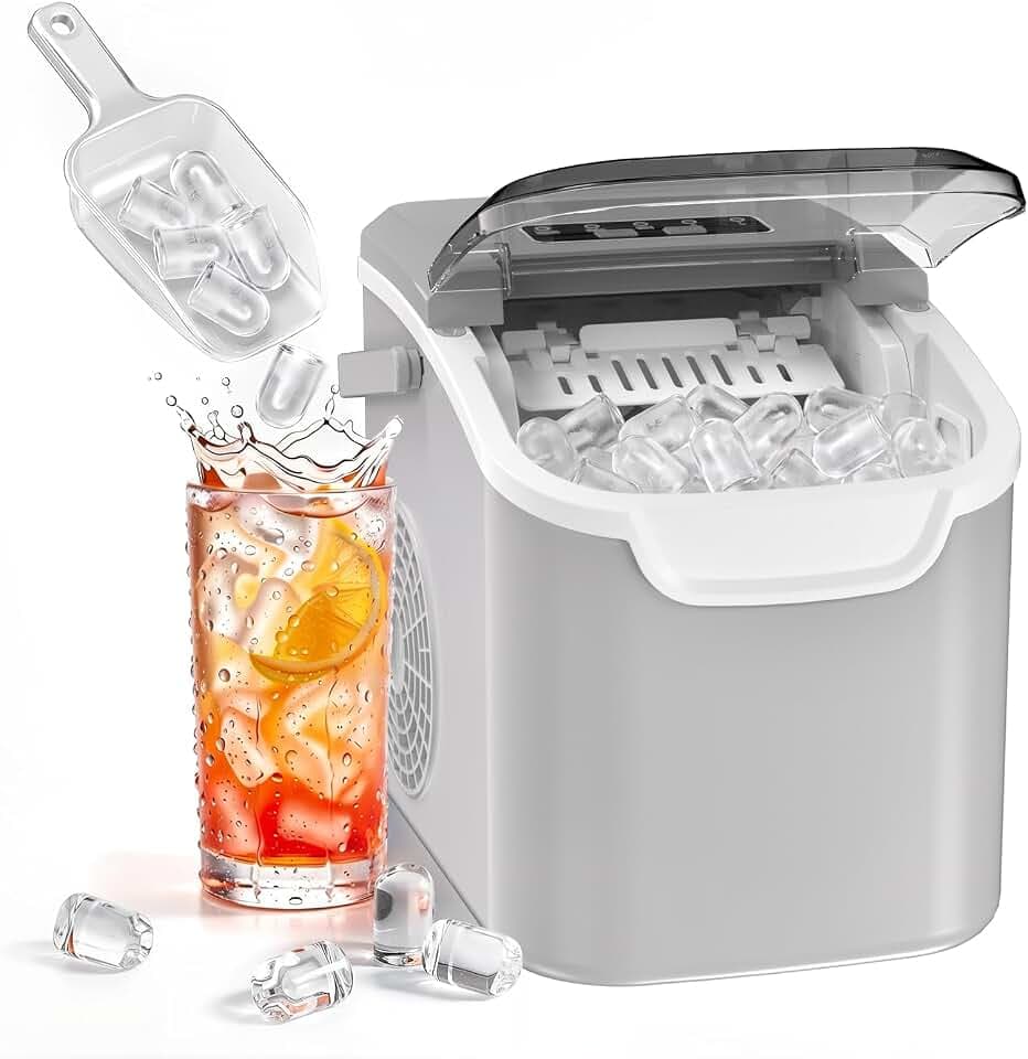 Kismile Eiswürfelmaschine, Eiswürfel in 6 Min., 11,8 kg/24 Std., Grau