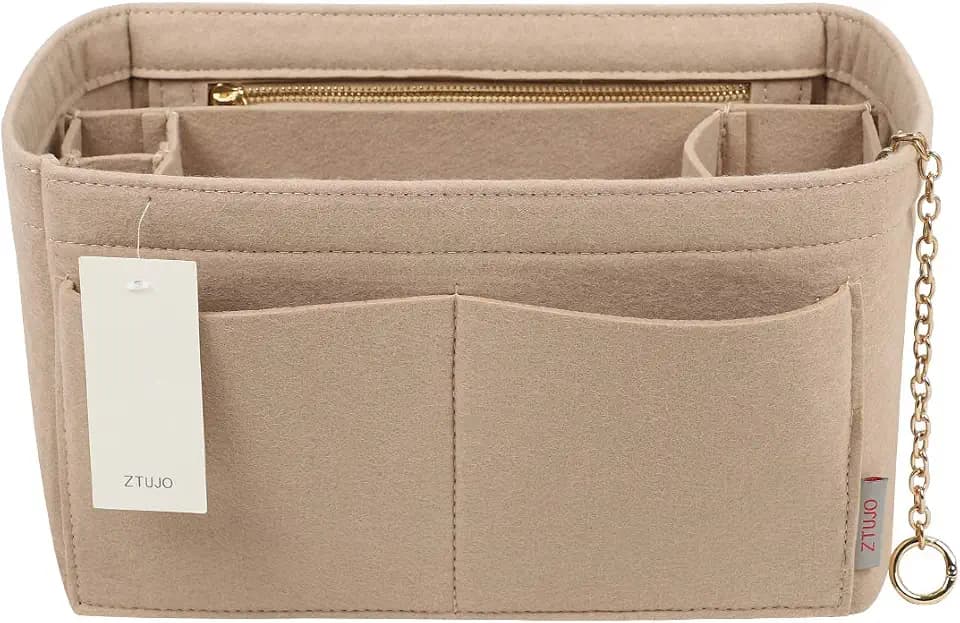 ZTUJO Purse Organizer Insert, Felt Purse Organizer with Zipper and Sewn Bottom Insert, Fit Speedy Neverfull Graceful,6 Sizes