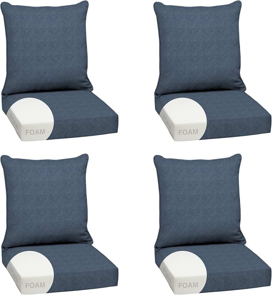 Arden Outdoor Deep Seat Cushion Set, Foam, 4-Pack, 24x24, Denim Alair
