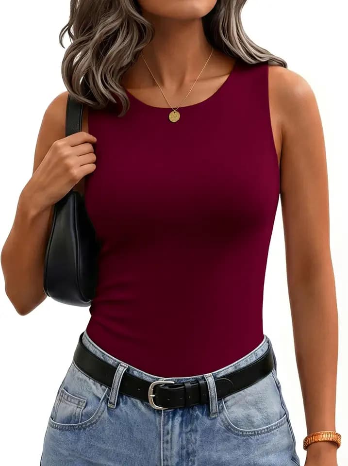 Zeagoo Womens Double Lined Crew Neck Tank Tops Summer Sleeveless Clothes