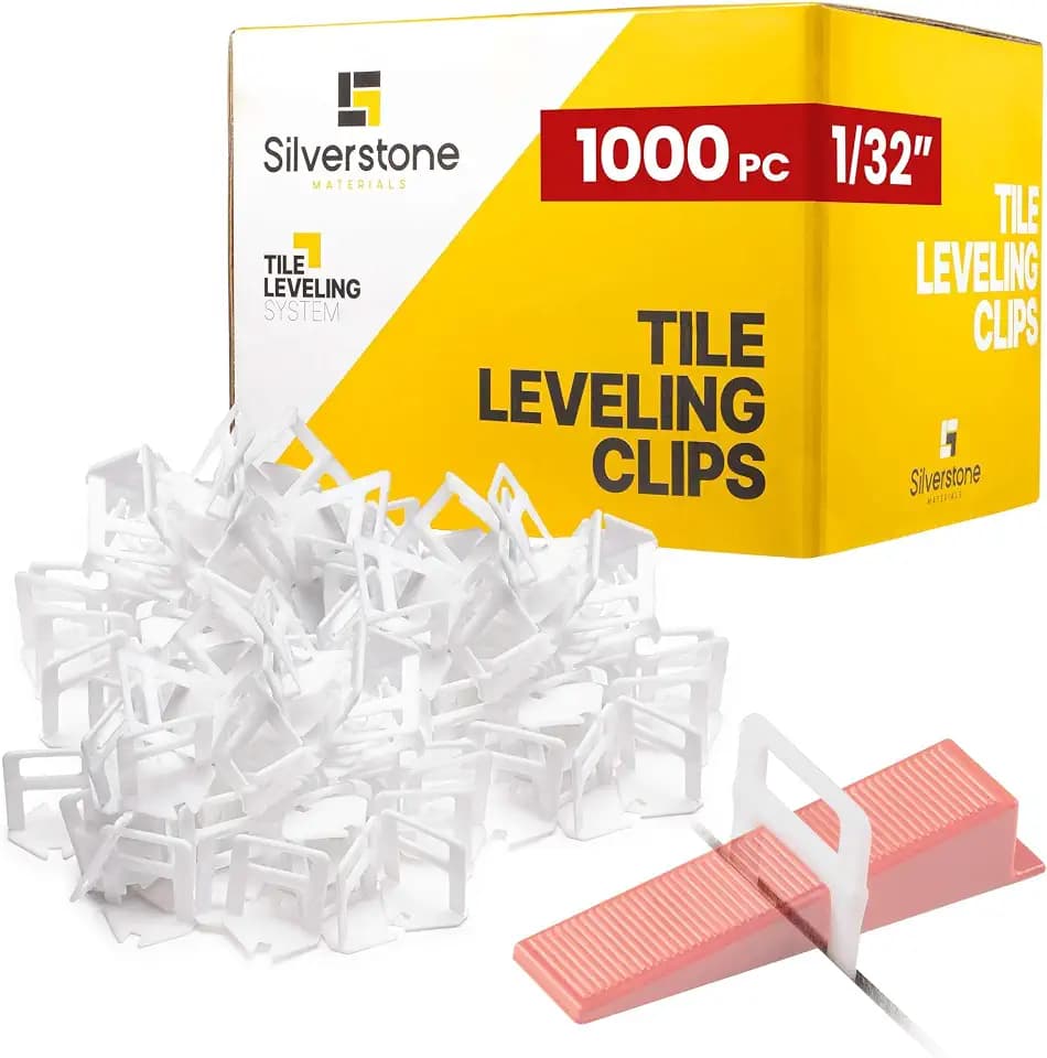 1000 Pcs Tile Leveling System Clips with 1/32" (1mm) Clips - Saves Time for Perfect Precise Installation of Ceramic Tiles - Get Professional Results for Your Shower, Bathroom, Backsplash