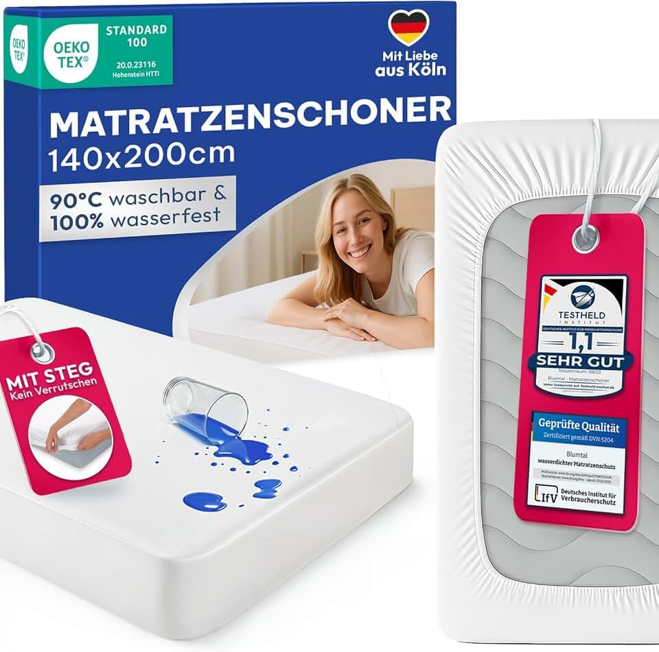 Blumtal® Matratzenschoner 140x200cm - Matratzenschutz wasserdicht - Oeko-TEX zertifizierter Matratzenschoner wasserdicht 140x200 cm - knisterfreier Schutz Matratzen - Schonbezug Matratze 140x200 cm